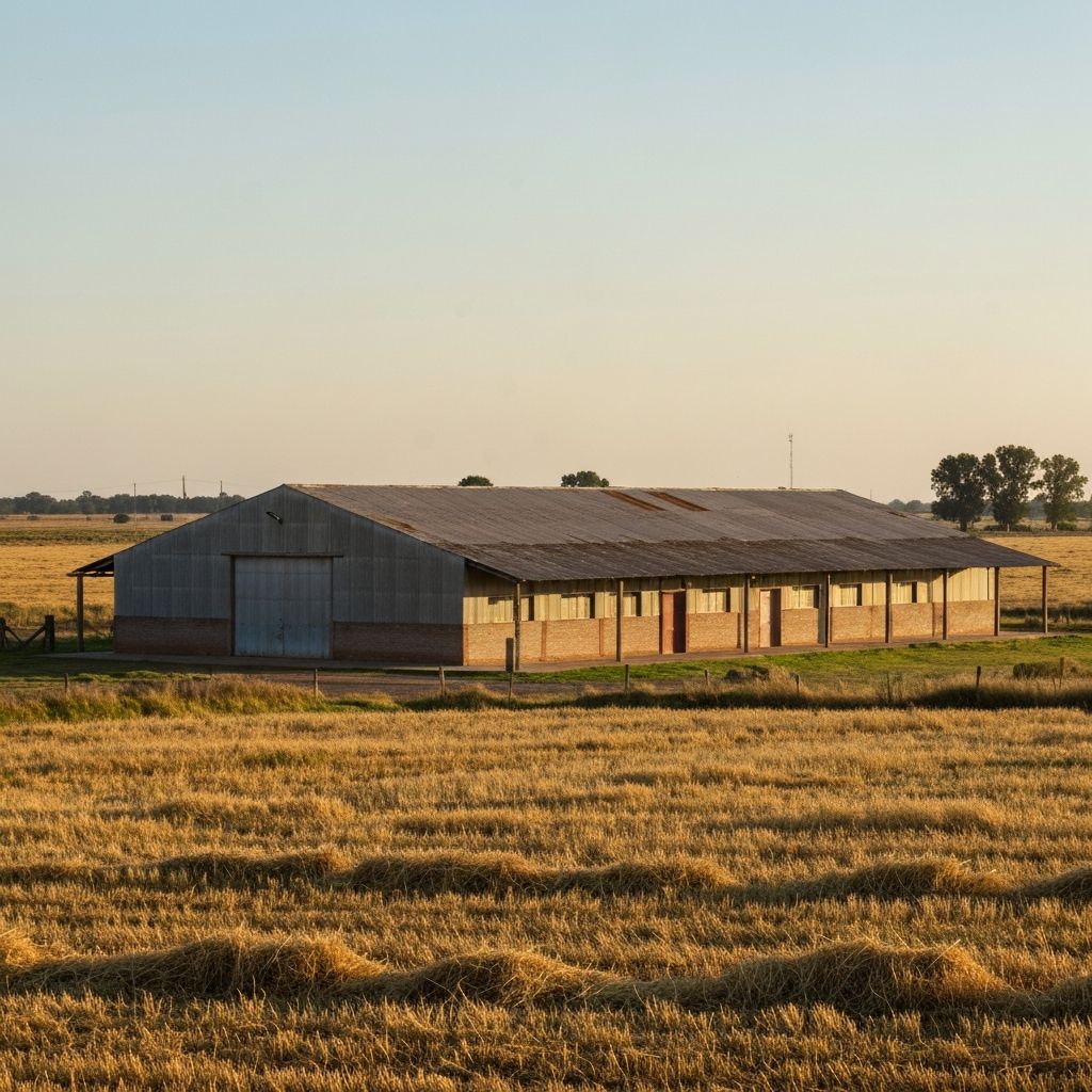 Galpón de almacenamiento rural en Uruguay